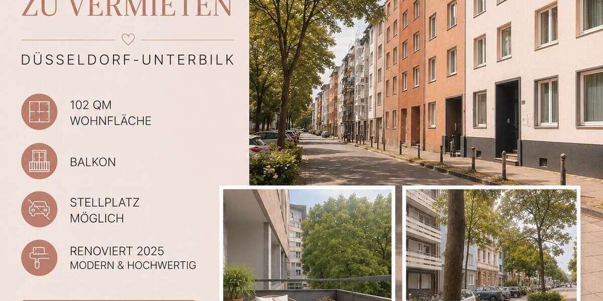 Etagenwohnung Düsseldorf Unterbilk - 4 Zimmer, 102 m&sup2;, 1.850&euro; | Angebot:26640188
