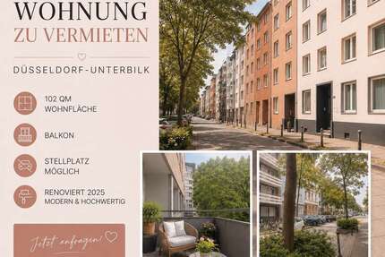 Wohnung Düsseldorf Unterbilk - 4 Zimmer, 102 m&sup2;, 1.850&euro; | Angebot:26640188