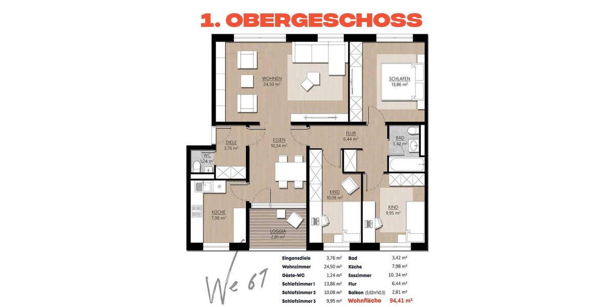 Etagenwohnung Mönchengladbach Rheindahlen - 4 Zimmer, 94 m&sup2;, 199.000&euro; | Angebot:26929102