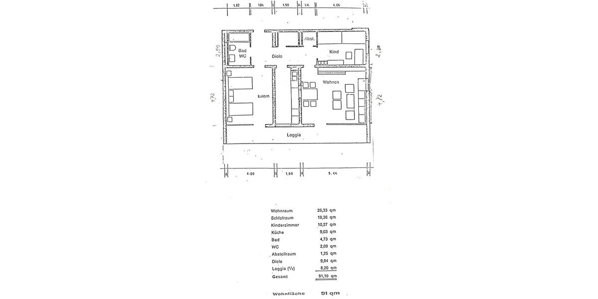 Etagenwohnung Kaarst - 3 Zimmer, 91 m&sup2;, 1.150&euro; | Angebot:25943657