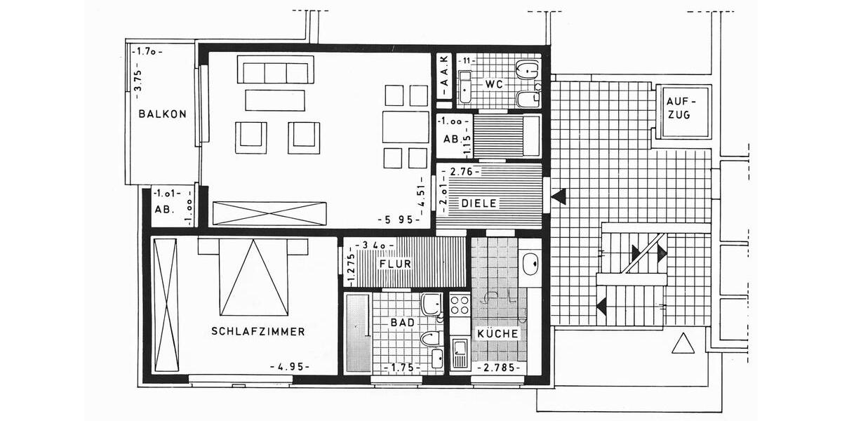 Etagenwohnung Viersen Hülsdonk - 2 Zimmer, 74 m&sup2;, 962&euro; | Angebot:25946698