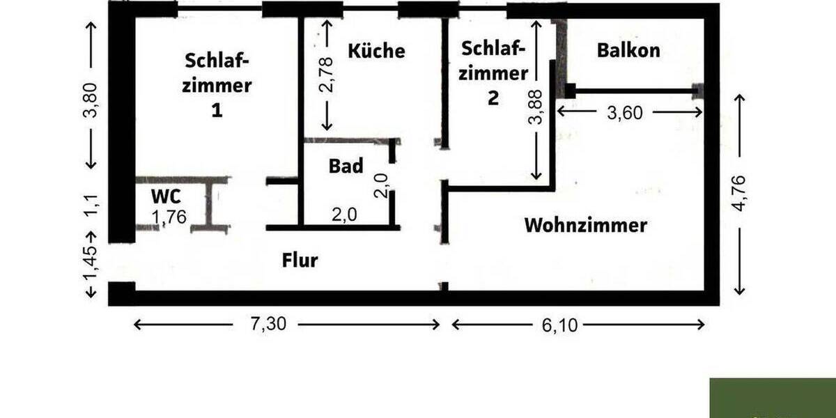 Etagenwohnung Moers Moers-Mitte - 3 Zimmer, 80 m&sup2;, 132.000&euro; | Angebot:26090019