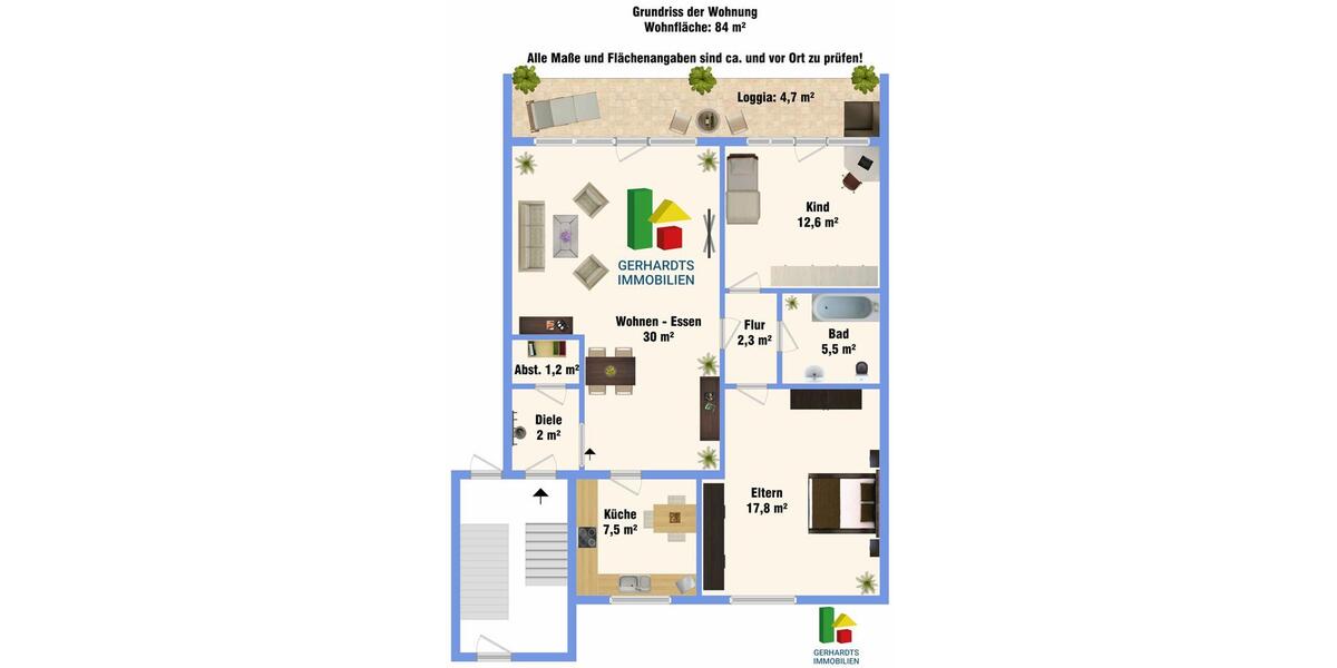 Etagenwohnung Brüggen - 3 Zimmer, 84 m&sup2;, 740&euro; | Angebot:26589319