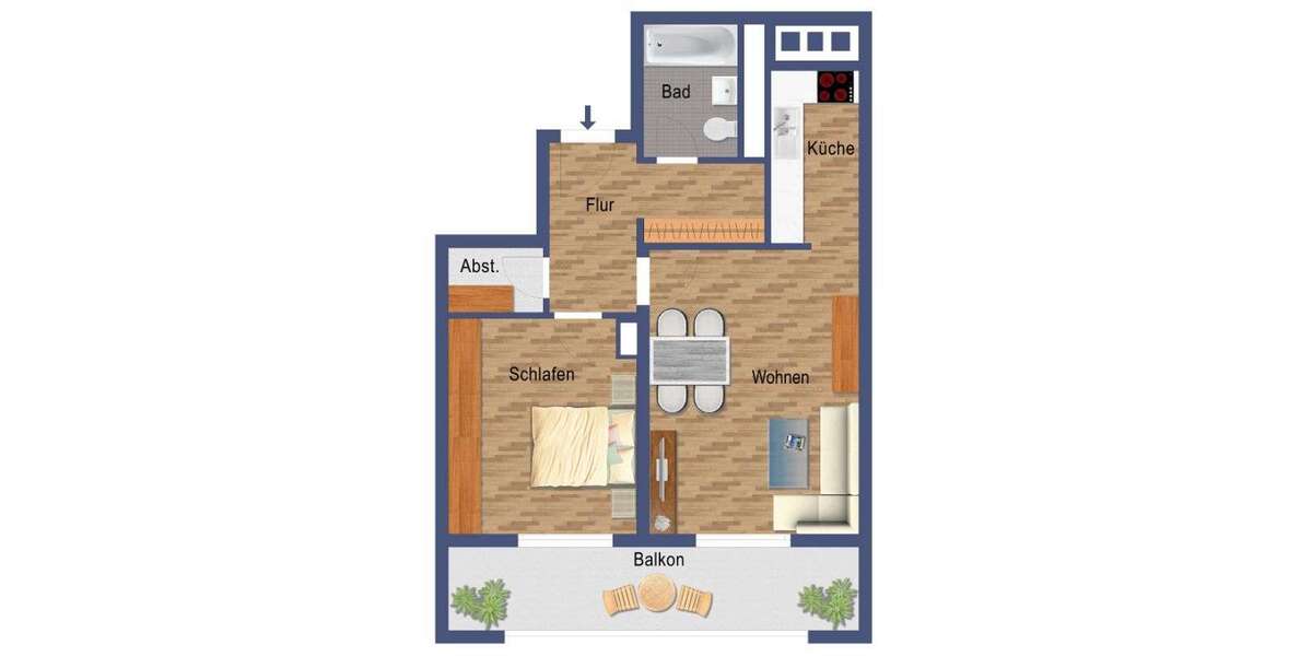 Etagenwohnung Grevenbroich Neuenhausen - 3 Zimmer, 73 m&sup2;, 595&euro; | Angebot:25425818