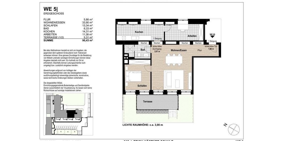 Erdgeschoßwohnung Krefeld Fischeln - 3 Zimmer, 90 m&sup2;, 1.267&euro; | Angebot:25081011