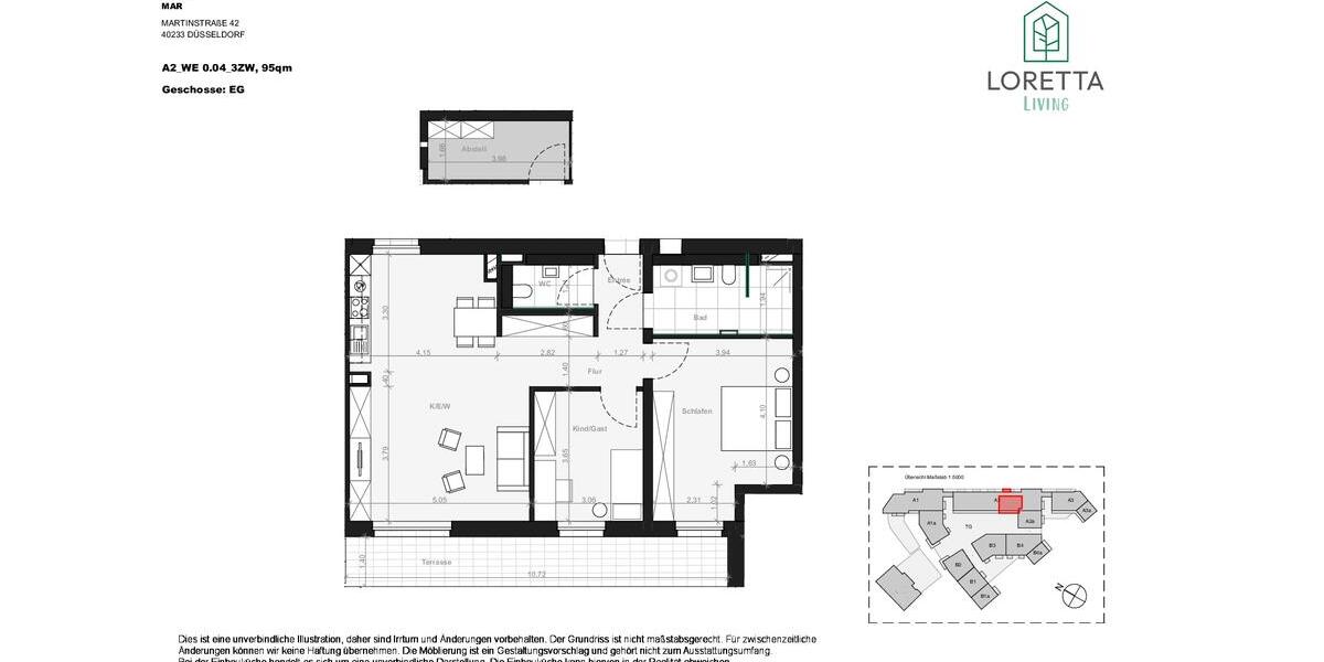 Erdgeschoßwohnung Düsseldorf Stadtbezirk 3 - 3 Zimmer, 95 m&sup2;, 1.775&euro; | Angebot:24877977
