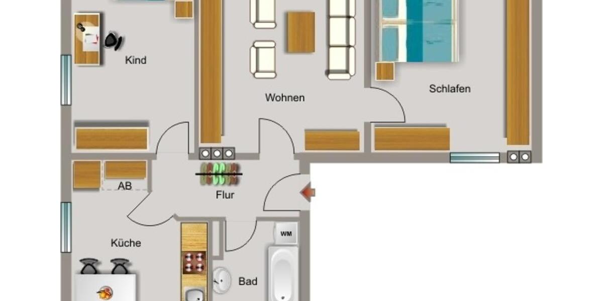 Etagenwohnung Neukirchen-Vluyn Vluyn - 2.5 Zimmer, 79 m&sup2;, 340&euro; | Angebot:25643799