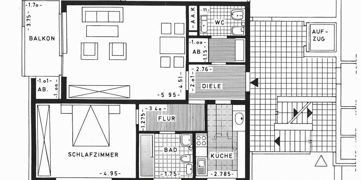 Etagenwohnung Viersen Stadtmitte - 2 Zimmer, 74 m&sup2;, 962&euro; | Angebot:25957446