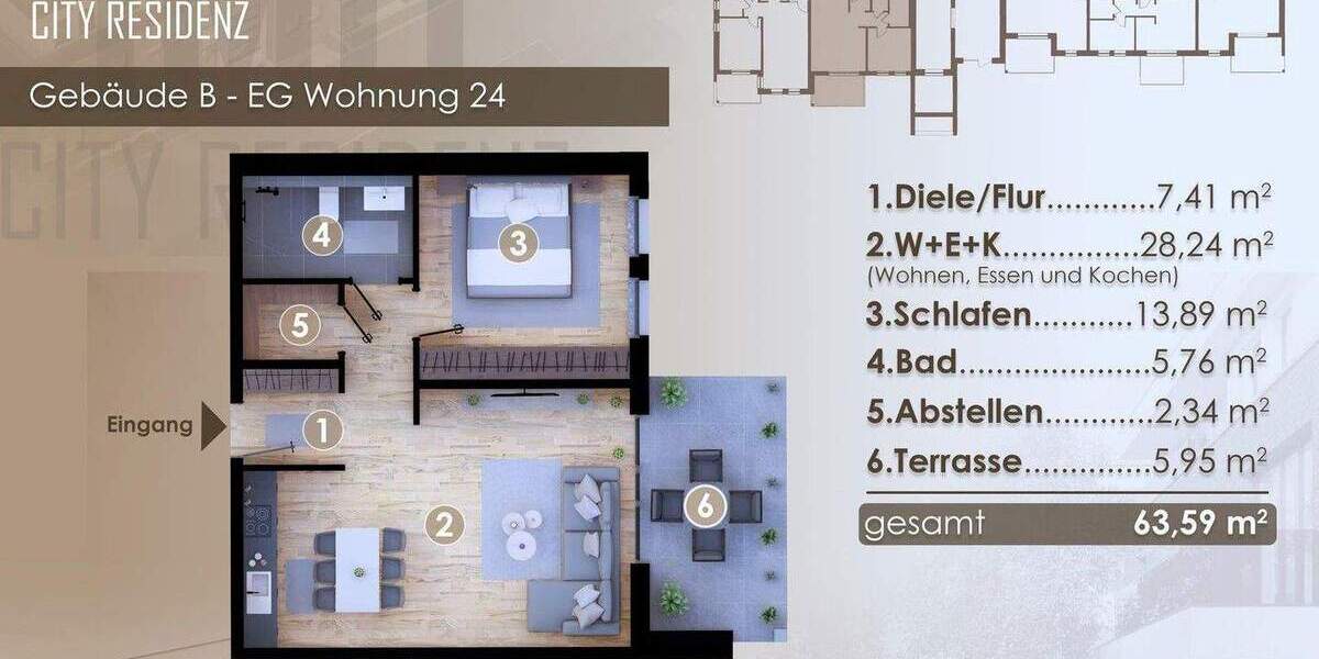Etagenwohnung Niederkrüchten Elmpt Elmpt - 2 Zimmer, 63 m&sup2;, 319.794&euro; | Angebot:25781561