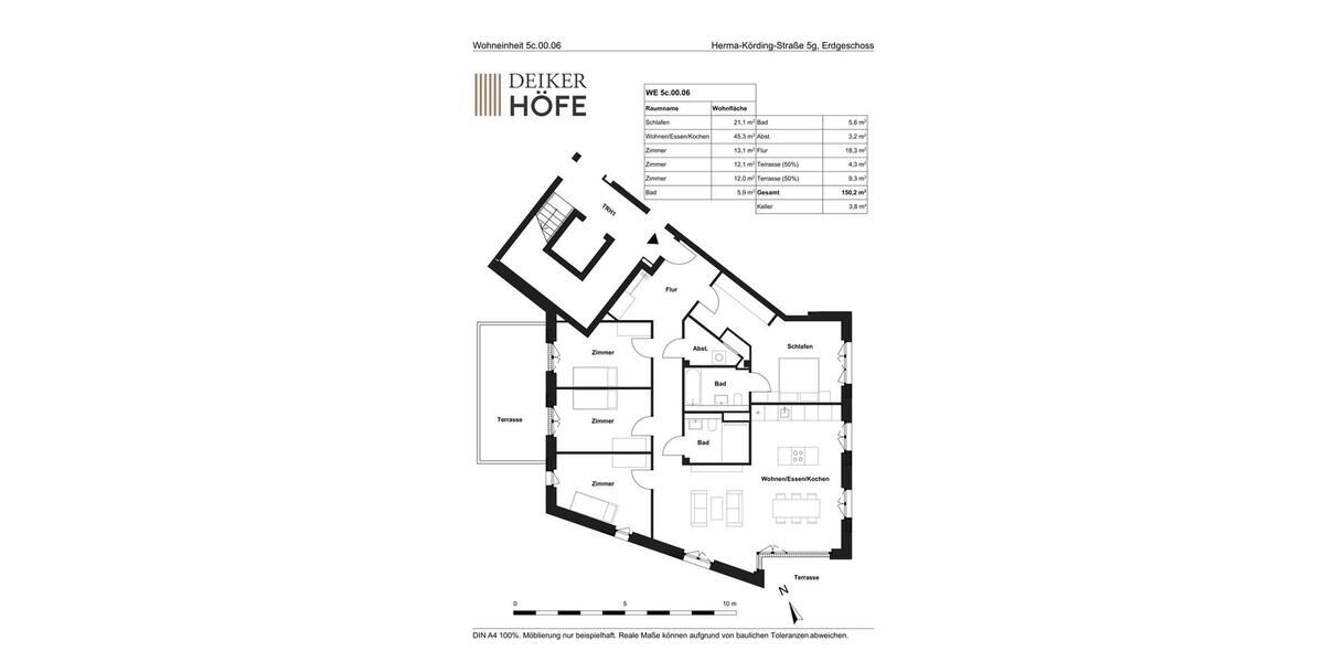 Erdgeschoßwohnung Düsseldorf Stadtbezirk 5 - 5 Zimmer, 150 m&sup2;, 2.990&euro; | Angebot:23713772