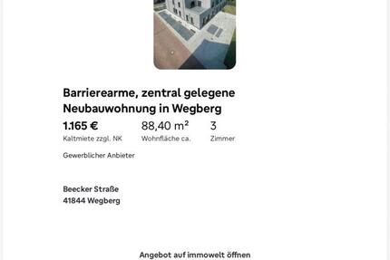Wohnung Wegberg - 3 Zimmer, 88 m&sup2;, 1.395&euro; | Angebot:25898937
