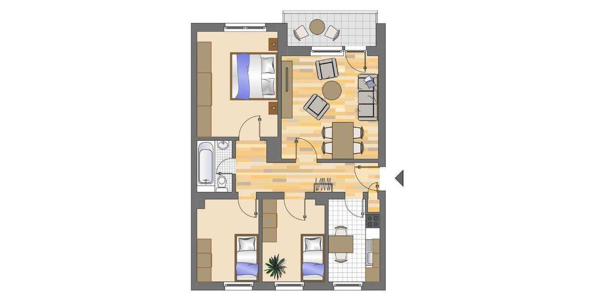 Etagenwohnung Mönchengladbach Uedding - 3 Zimmer, 63 m&sup2;, 659&euro; | Angebot:25940583