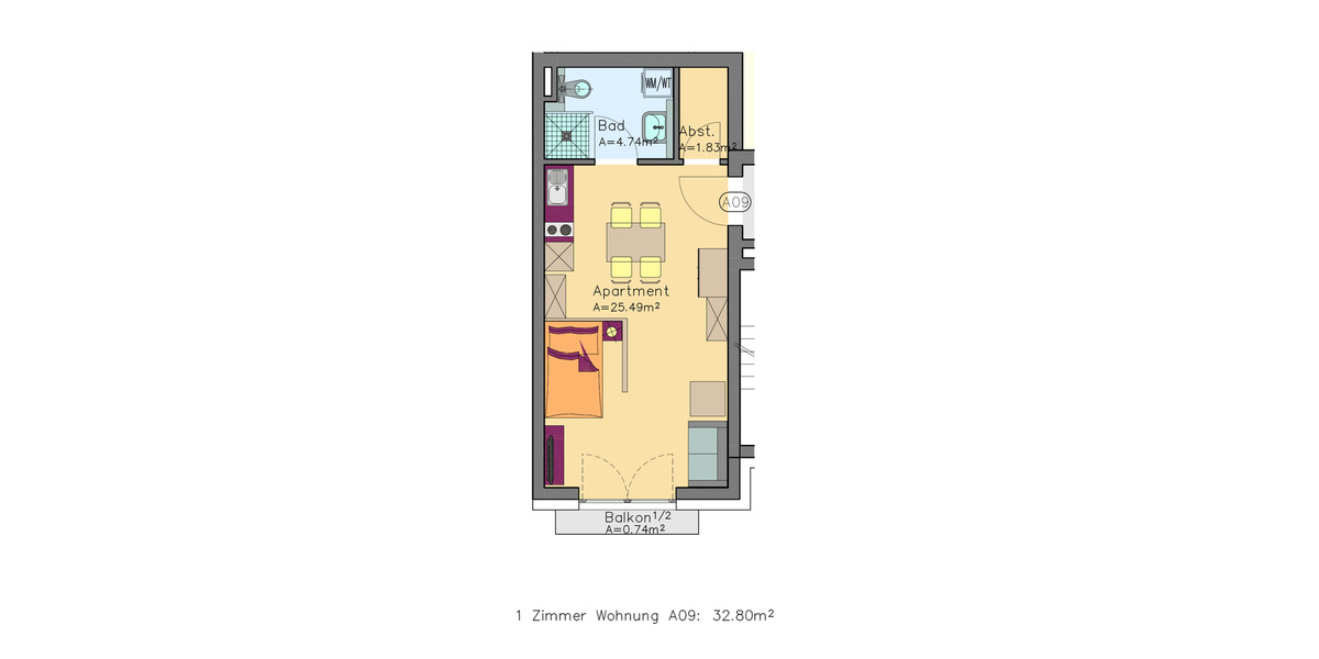 Etagenwohnung Düsseldorf Flingern Süd - 1 Zimmer, 33 m&sup2;, 775&euro; | Angebot:24749085