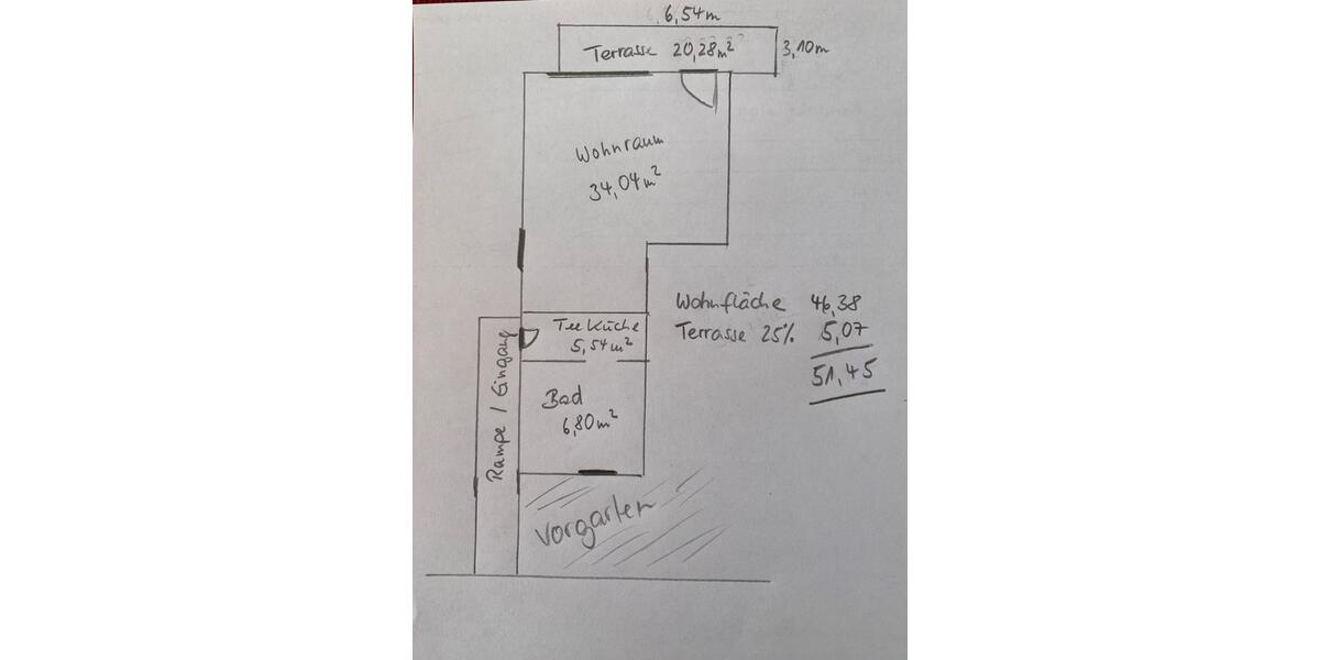 Terrassenwohnung Grevenbroich - 1 Zimmer, 52 m&sup2;, 550&euro; | Angebot:25874634