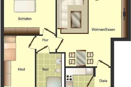 Wohnung Düsseldorf Heerdt - 3 Zimmer, 77 m&sup2;, 1.079&euro; | Angebot:26098473