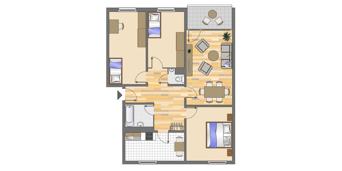 Etagenwohnung Neuss Erfttal - 4 Zimmer, 93 m&sup2;, 977&euro; | Angebot:25987542