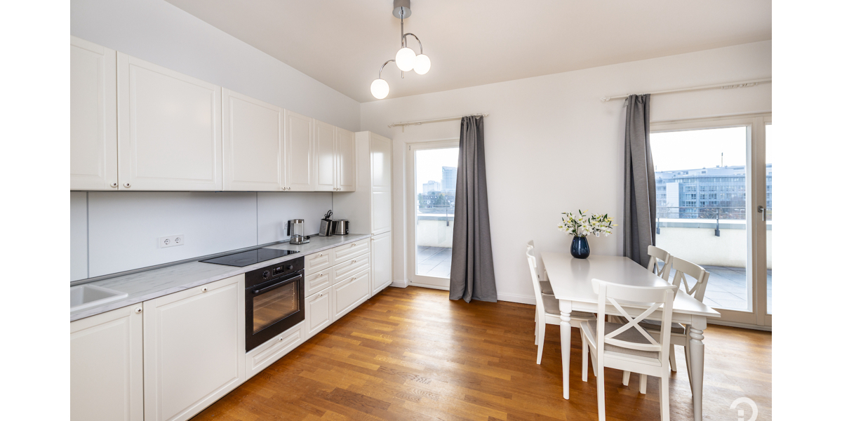 Wohnen in hochwertigem Ambiente mit internationalem Flair. Möblierte 2 Zimmer-Dachterrassen-Wohnung - Einfamilienhaus Düsseldorf Heerdt | Angebot:26645368