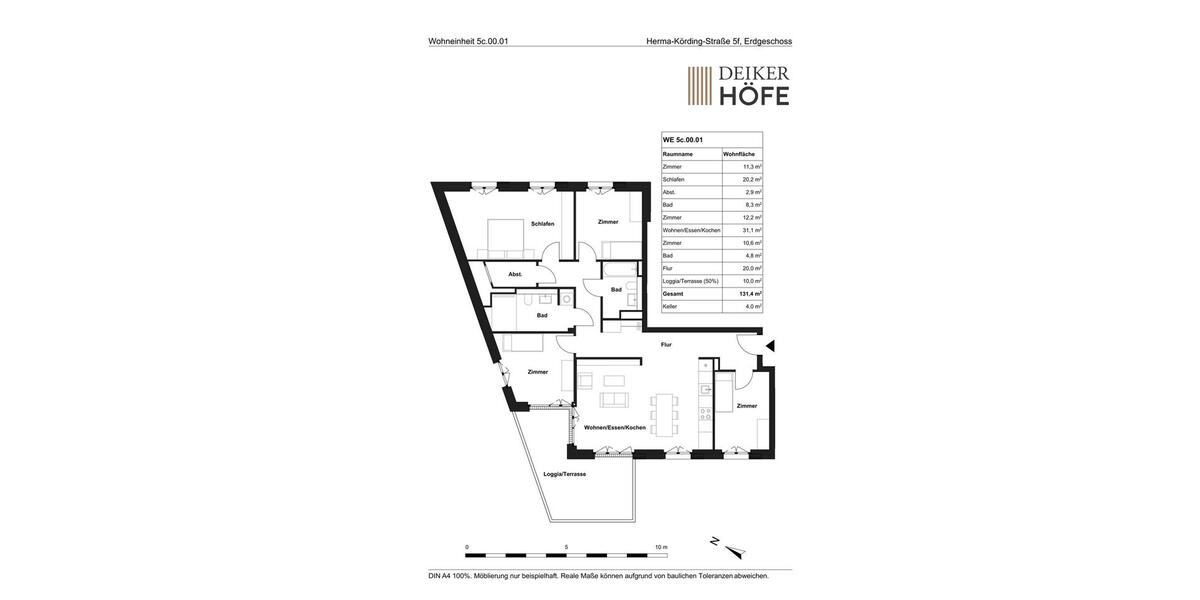 Erdgeschoßwohnung Düsseldorf Stadtbezirk 5 - 5 Zimmer, 131 m&sup2;, 2.630&euro; | Angebot:26548243