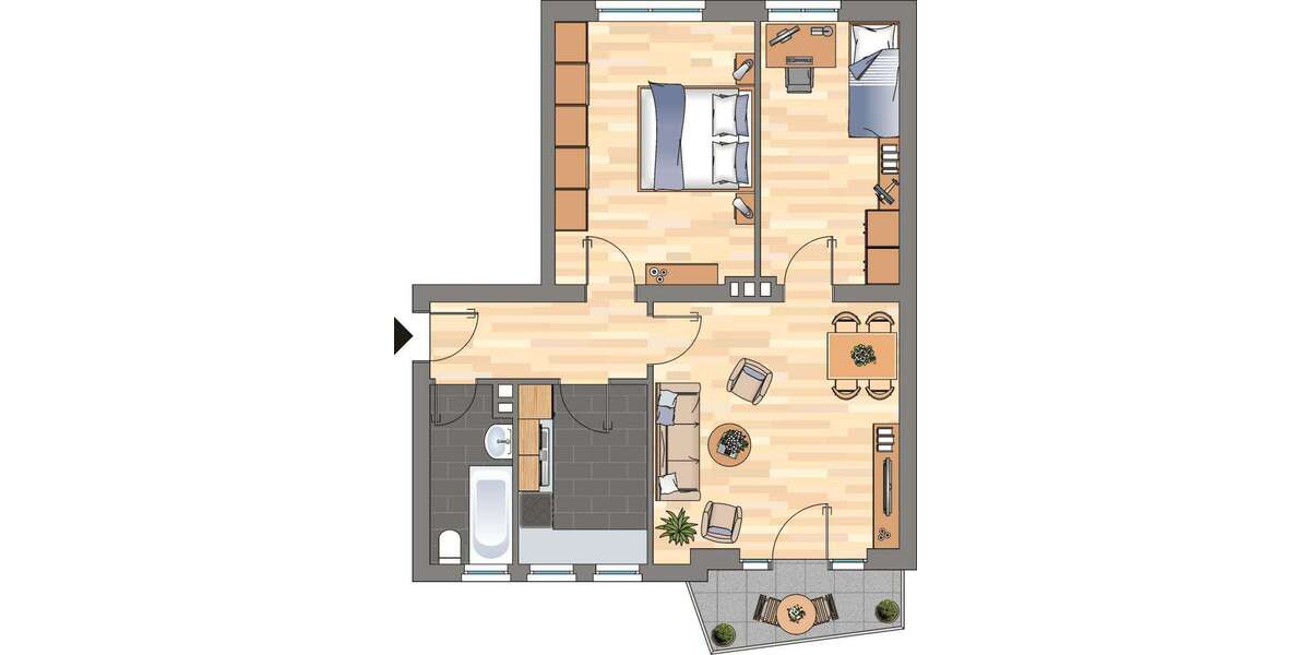 Etagenwohnung Düsseldorf Unterrath - 3 Zimmer, 61 m&sup2;, 759&euro; | Angebot:26933379