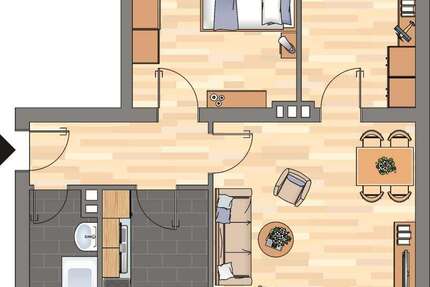 Wohnung Düsseldorf Unterrath - 3 Zimmer, 61 m&sup2;, 759&euro; | Angebot:26933379