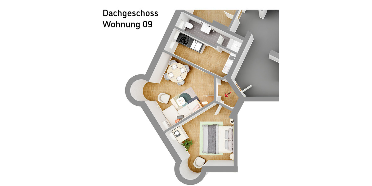 Etagenwohnung Düsseldorf Pempelfort - 2 Zimmer, 46 m&sup2;, 162.999&euro; | Angebot:25683612