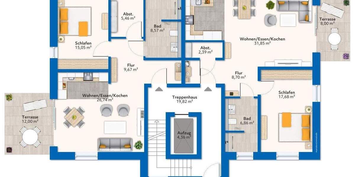 Etagenwohnung Niederkrüchten Varbrook - 2 Zimmer, 68 m&sup2;, 345.600&euro; | Angebot:25701371